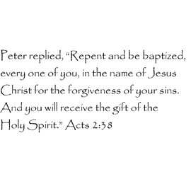 Tapestry Of Truth - Acts 2:38 - TOT1564 - Wall and Home Scripture, Lettering, Quotes, Images, Stickers, Decals, Art, and More! - Peter replied, “Repent and be baptized, Every one of You, in The na...