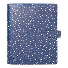 Filofax Indigo Organizer, A5 Size, Snow - Leather-Look, Gold Foil Accents, Six Rings, Week-to-View Calendar Diary, Multilingual, 2025 (C028741-25)