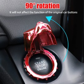 XINLIYA Car Push to Start Button Cover, Bully Dog Car One Button Start Stop Decorative Cover, Universal Automotive Engine Ignition Switch, Protection Button Cover Sticker for Vehicles (Red)