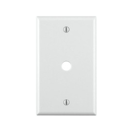 Leviton 1-Gang .406 Inch Hole Device Telephone/Cable Wallplate, Standard Size, Thermoset, Box Mount, 88013, White