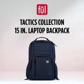 FUL Tactics Collection 15 Inch Laptop Backpack, Phantom Padded Computer Bag for Commute or Travel, Navy