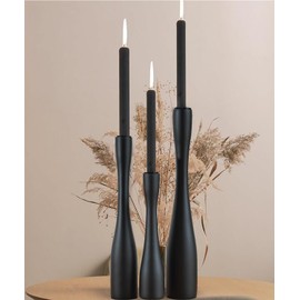 SDALI HOME Candle Holder Black Candlestick Holders,Taper Candle Holders for Candlesticks Set of 3,(12"/10"/7.5" H) Tall Wooden Modern Candle Sticks Candle Holder for Decor