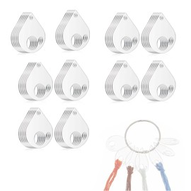 50Pcs Acrylic Embroidery Floss Organizer Set with Hinged Ring – 50x43mm Slim Teardrop Bobbins for Sewing, Craft & DIY Projects