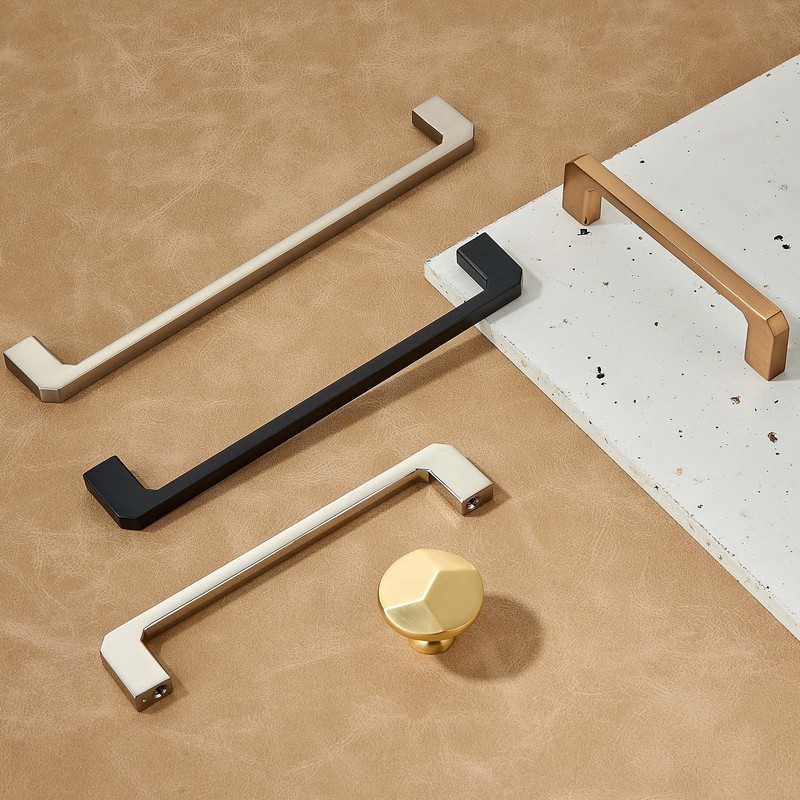 TUNNY 10 Pack Modern Cabinet Handles-3.8"/96mm Screw Spacing Matte Champagne
