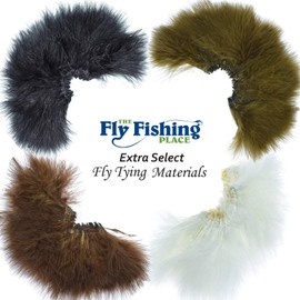 The Fly Fishing Place Fly Tying Materials - Select Strung Long Spey Marabou Master Pack - 4 Colors - White Dark Brown Sculpin Olive Black