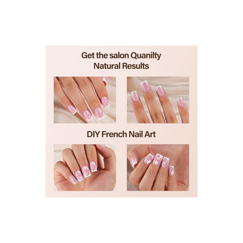 Vansiho 150 Uñas Postizas de Gel Francesas, Uñas Postizas de