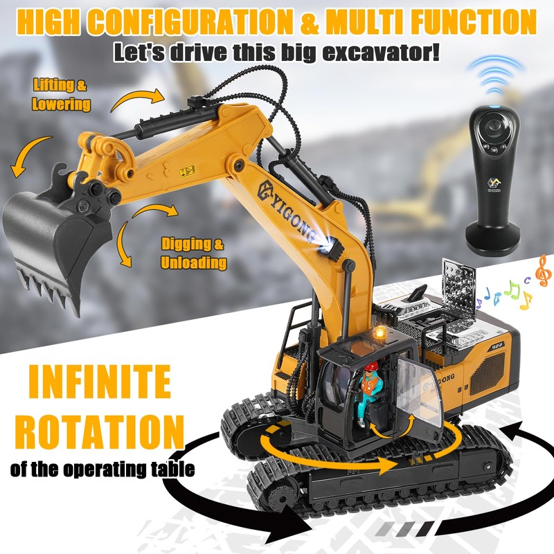 KIZJORYA 2025 Latest Updated Version Remote Controlled Excavator Toy