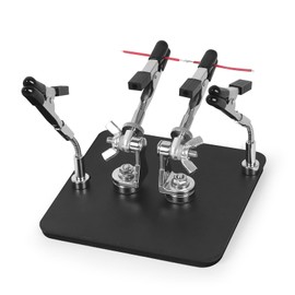 Compact 4-Arm Soldering Aid Third Hand with Magnetic Base, 360° Adjustable PCB Holder, Portable Third Hand Soldering Stand for Electronics, Car Repair & Model Making Work