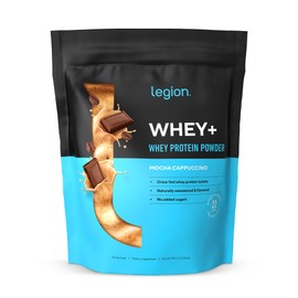 LEGION Whey+ Whey Isolate Protein Powder from Grass Fed Cows - Low Carb, Low Calorie, Non-GMO, Lactose Free, Gluten Free, Sugar Free, All Natural Whey Protein Isolate 30 Serving (Mocha Cappuccino)