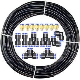 ERGAOBOY Black 10M Polyurethane PU Air Hose Pipe Kit, 8mm OD x 5mm Inner Diameter with 16 Connector Sets