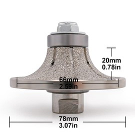 YDROWN B20 Diamond Router Bit Half Bullnose Vacuum Brazed Wheel with 5/8-11 Thread for Stone Granite Marble Concrete Quartz Counter top Edge Floor Tile Edge Repair refinsihing (B20)