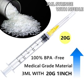 Luer lock 3ml 20Ga 1 Inch(25mm), 50 Pack Sterile Lab Utensils for Scientific Research, Industrial Dispensing or Liquid Measuring