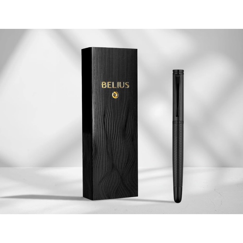 BELIUS Neptuno Aluminum Wave Ballpoint Pen Black Ink Blue Ink