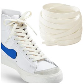 Stepace 2 Pairs 5/16" Flat Elastic Shoe Laces Stretchy Shoestrings Double Layer Replacement Laces for High Tops Off White 110cm(43")