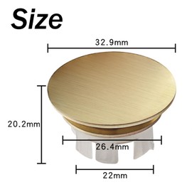 Generic 1.29 Inch Sink Overflow Cover, Sink Overflow Cover Insert, Sink Basin Overflow Trim Ring Cover Double Layer Copper Solid Chrome (Gold) Type-C Convertor, YiShuiKongGai_Copper_2Laye_Jin_Hei#CO#