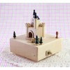 Delightful Quality Wooden Musical Box Featuring European Castle with Small,