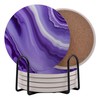 Purple Agate Marble Round Coasters Set of 6 - Abosrbent