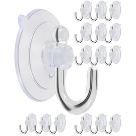 TUGEUNYU 15 Pack Suction Cup Hooks,Thicken Transparent Reusable Suction Cups for Glass/Kitchen/Bathroom/Shower Wall/Window/Door,Holds up to 4 lbs (Glue Hook)