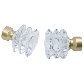 Meriville 1-Inch Diameter Lione Telescoping Double Window Treatment Curtain Rod, Crystal Finial (28"-48", Royal Gold)