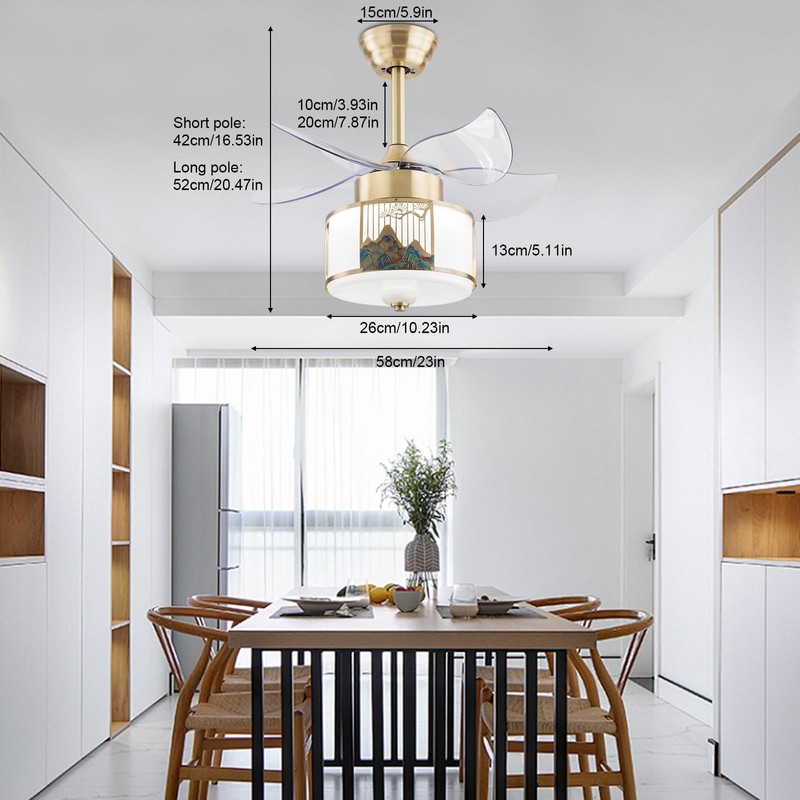 OUKANING Ceiling Fans with Lights, Modern Ceiling Fan with Remote