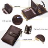 Mens Wallet Leather -Mens Genuine Leather RFID Blocking Trifold Double