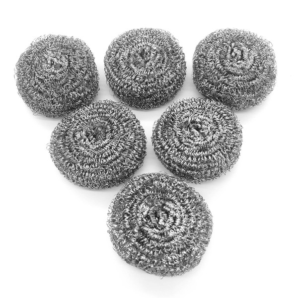 6 Pack Stainless Steel Scrubber, Scrubbing Scouring Pad, Steel Wool Scrubber for Kitchens, Bathroom and More