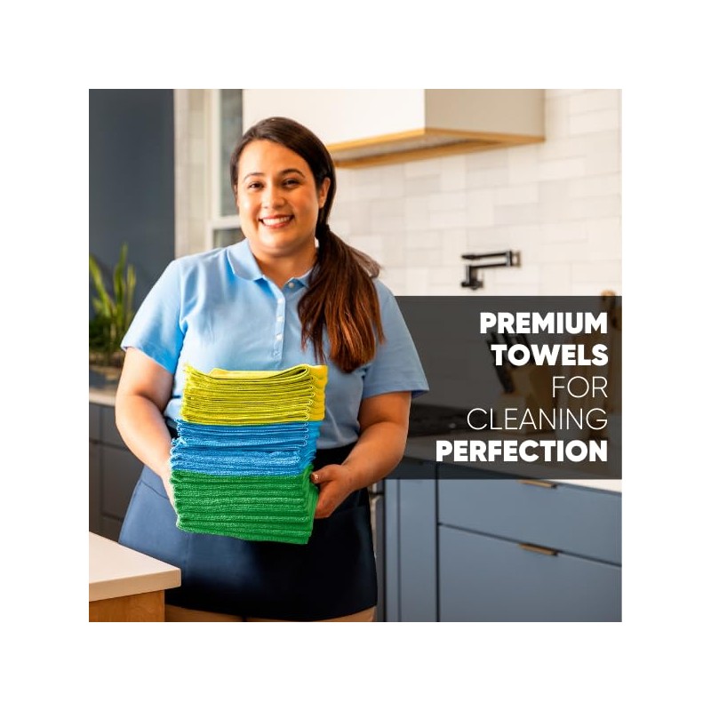 MW Pro Microfiber Cleaning Cloth | Blue, Green, Yellow (12