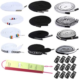 CKANDAY Pack of 12 Replacement Drawstring with 12 Plastic Cord Locks for Jogging Bottoms Shorts Hoodie and Flexible Threader Universal Strap for Jackets Swimming Trunks Shoelaces Carry Bags