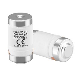 Heschen Ceramic Neozed Fuse Inserts, D0 Type Fuse Insert, D03, 80A 400VAC, gL/gG Type, Pack of 10