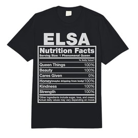 Elsa Nutrition Facts T-Shirt Elsa Name Birthday Shirt Comfort Colors Adult Heavyweight T-Shirt
