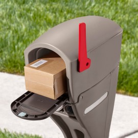 Step2 Mailmaster Streamline Mailbox & Post, Weather Resistant, Large Outdoor Mailboxes, Made of Durable Plastic, Easy to Install, Flag Included, Mocha
