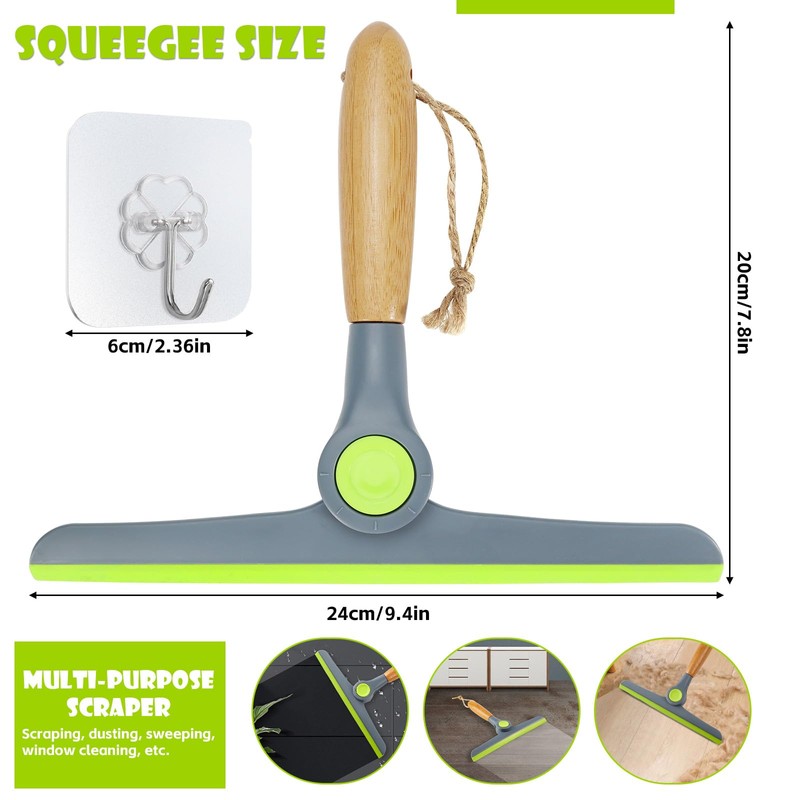 Shower Squeegee for Glass Doors, Car Window Squeegee with Wooden