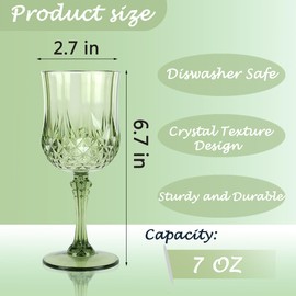 LEYIQU Plastic Wine Glasses，Plastic Goblets Vintage Style Cordial Drinking Glasses for Wedding Reception, Grand Event Party Supplies (48, New Green)