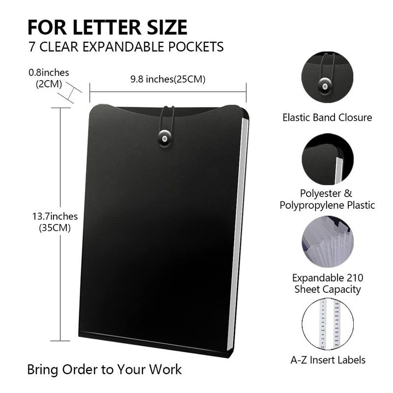 Vertical Accordion File Folder, Expanding File Document Organizer Bag for