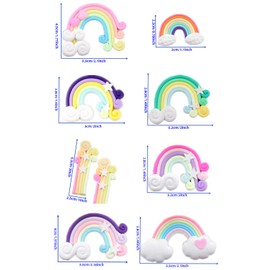 Assorted 20pcs Kawaii Rainbow Resin Charms Clouds Cabochons Plastic Flatback Beads for Miniature Fairy Garden Accessories Scrapbooking Home Decor Supplies