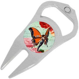 NewCharms Vintage Butterfly Girl Golf Ball Marker Divot Repair Tool Bottle Opener