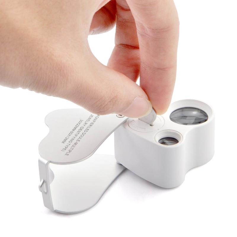 iKKEGOL 30x 60x Dual Lens Jewelers Eye Loupe Illuminated LED
