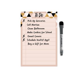 Dry Erase to Do List Vinyl Whiteboard Sticker Decal by Glassboard Studio | Removable & Reusable | Magnetic Fine-Tip Marker Included (6 x 9 inches, Rose & Gold)