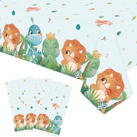 Lilwemen 3 Pieces Dinosaur Birthday Party Tablecloth Decorations, Dinosaur Theme Party Tablecovers, Dinosaur Party Supplies, Dinosaur Table Cloth, Dinosaur Table Cover for Boys Girls Kids Baby Shower