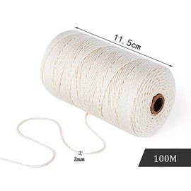 Feelmate Cotton Butchers Twine String 328 Feet 2mm Kitchen Rope String for Cooking Food Safe Crafts Bakers Kitchen Meat Turkey Sausage Roasting Gift Wrapping Knitting