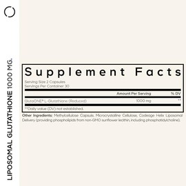 AwiaubCodeage Liposomal Glutathione 1000 mg, GlutaONE Antioxidant Phospholipid Complex, L-Glutathione Reduced Capsules Supplement, Non-GMO Sunflower Oil & Lecithin Essential Phospholipids, Vegan, 60 ct