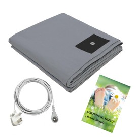 Grounding Bed Sheet with UK Cord, 27 * 52 inch, Earthing Sheets for Sleeping Better, Conductive Silver Fiber Sheet (Grey)