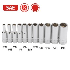 Ingersoll Rand 11 Pc. 1/4 in. Drive Deep Socket Set - SAE 6 Pt.- 752046
