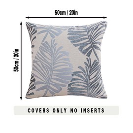 Tennove Cushion Covers 50x50cm Cotton Linen & Velvet Soft Throw Pillow Covers Set of 2 Decorative Tropic Leaf Pattern Square Cushion Cases Pillowcases for Couch Sofa Home Décor, Blue