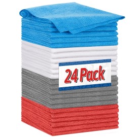 Fixsmith Shop Towels, Microfiber Cleaning Cloth Bulk, 24 Pack Microfiber Towels for Ca...