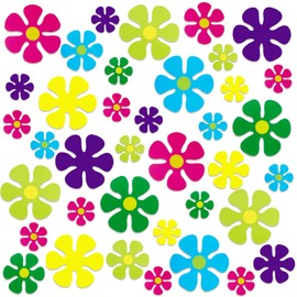 Outus 60 Pieces Flower Shaped Cutouts Mini Retro Flower Cutouts for Hippie Party Craft Home Wall Decoration (5.9" 4.3" 2.8")
