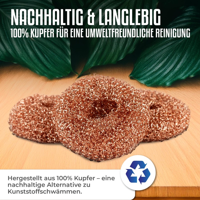 FUSL Copper Sponge Scratch-Free Pack of 6 - Antibacterial Cleaning