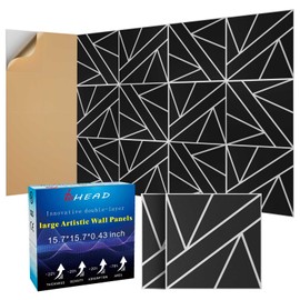 8 Pack 2-Layer Large Soundproof Wall Panels, 15.7 x 15.7 x 0.43 in Sound Proof Foam Panels for Walls,0.9lb/ft* High Density, 3D Acoustic Panels,Artistic Noise Dampening Panels Black&White