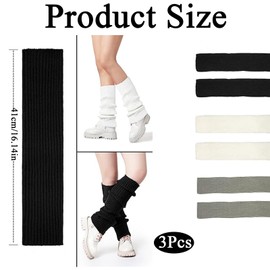 3 Pairs Leg Warmers, Winter White Leg Warmers, Leg Warmers Ladies, Black Leg Warmers Cream Leg Warmers, Fashionable Boots Cuffs Knee Socks Leg Warmers Ladies 80s For Warm Leg Ballet Dance Skating Yoga