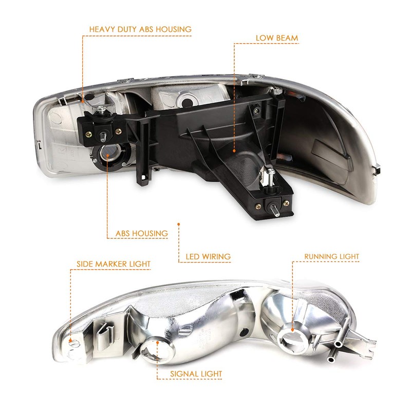 PM PERFORMOTOR [4Pcs] LED DRL Headlights Assembly+Bumper Lamps Compatible with